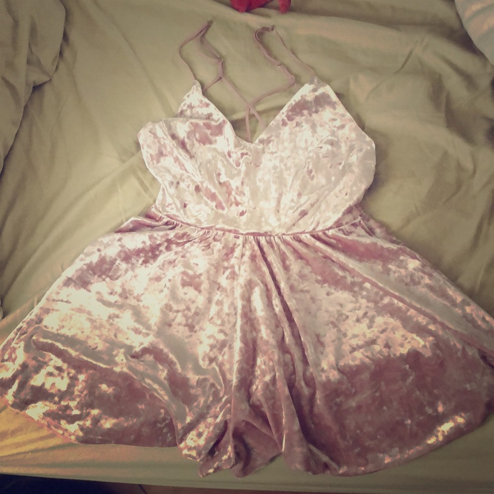 Pink Velvet Romper, M, Forever 21